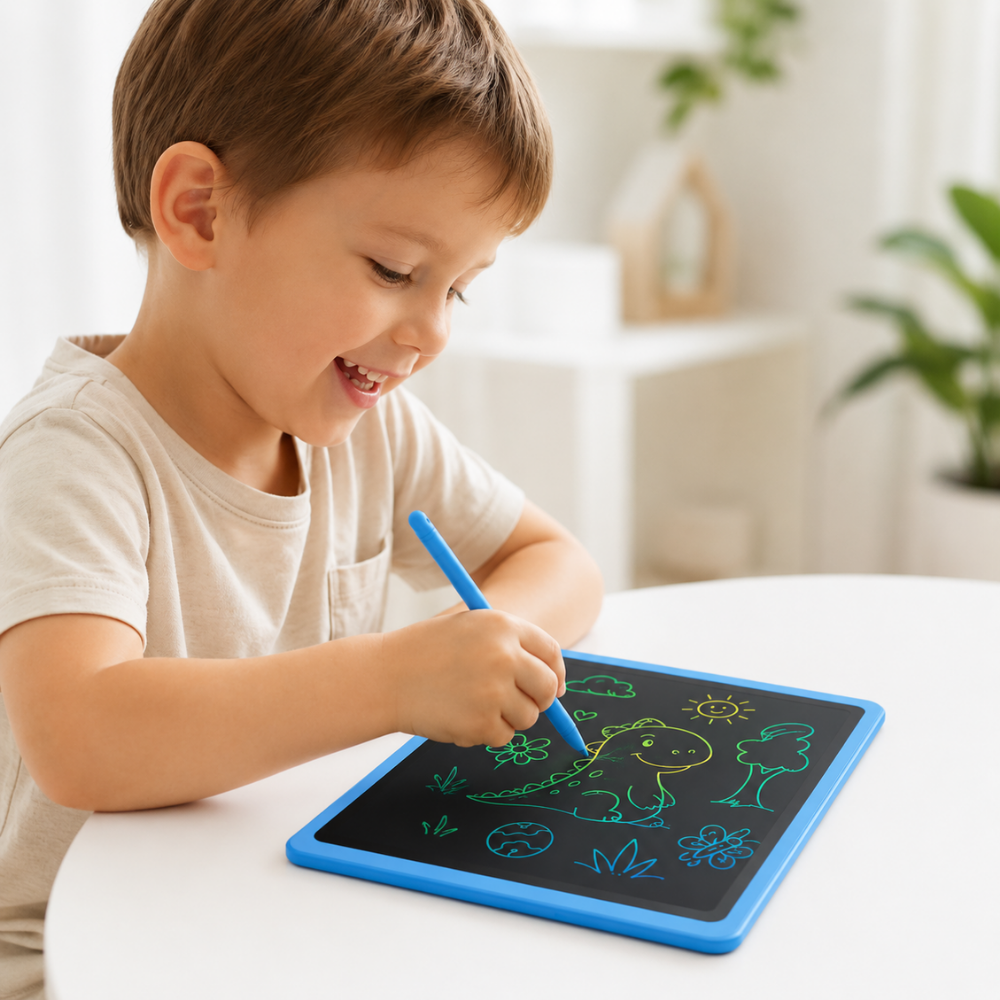 لوح كتابة LCD للأطفال – لوح رسم وكتابة قابل لإعادة الاستخدام مع قلم
