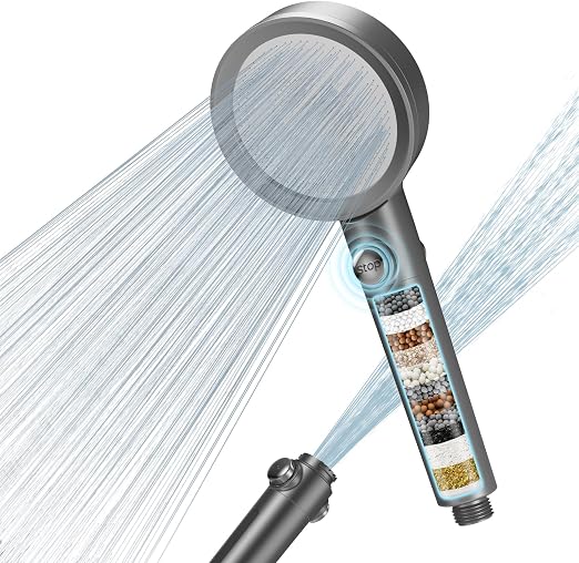 Hard Water Filter Shower Head High Pressure with 1.5m Hose