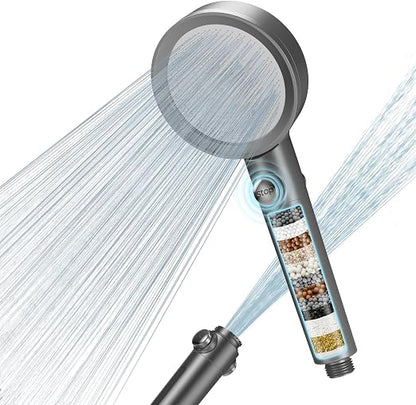 Hard Water Filter Shower Head High Pressure with 1.5m Hose